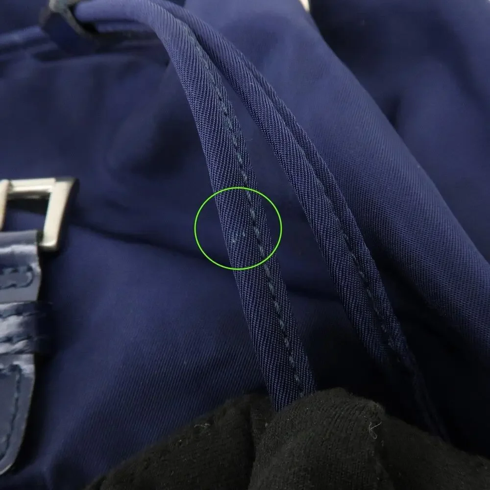 Prada Triangle Logo Nylon Backpack Navy Blue